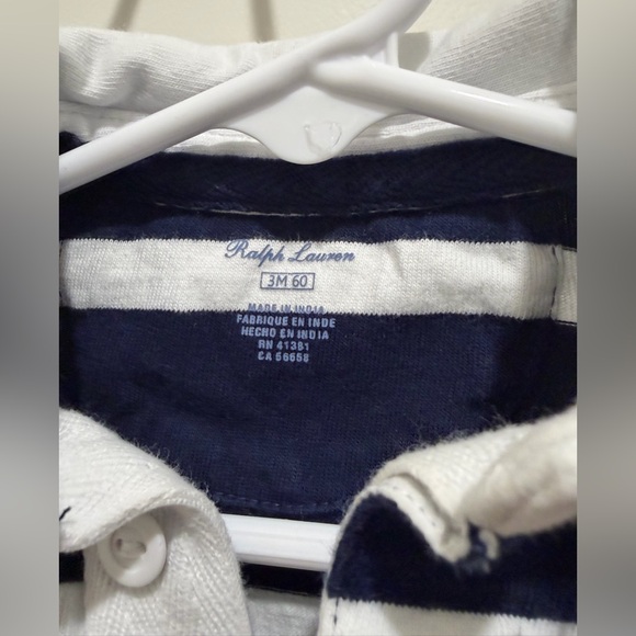 Ralph Lauren 3 months striped cotton jersey rugby coverall one-piece - Picture 4 of 5